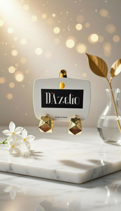 Dazelio Gold Geometric Drop Earrings for Women