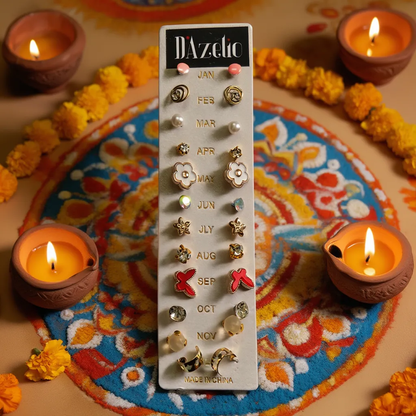 Dazelio 12 Pair Stud Earrings Set for Women