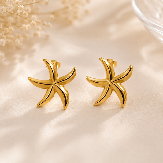 Dazelio Gold-Tone Starfish Stud Earrings for Women