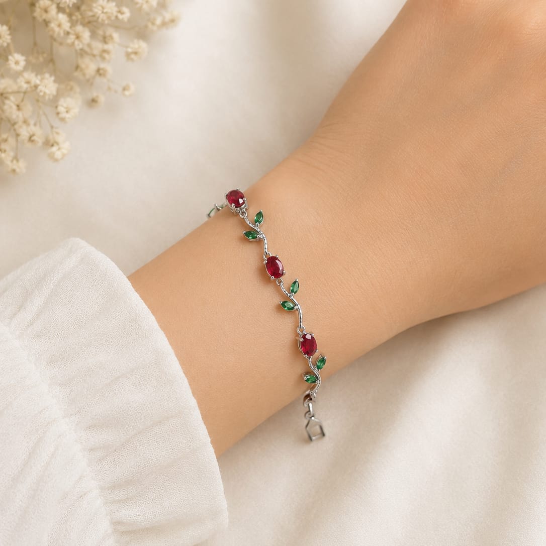 Dazelio Rose Vine Silver-Plated Bracelet