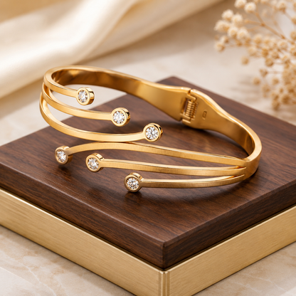 Gold-Plated Stainless Steel Adjustable Bangle