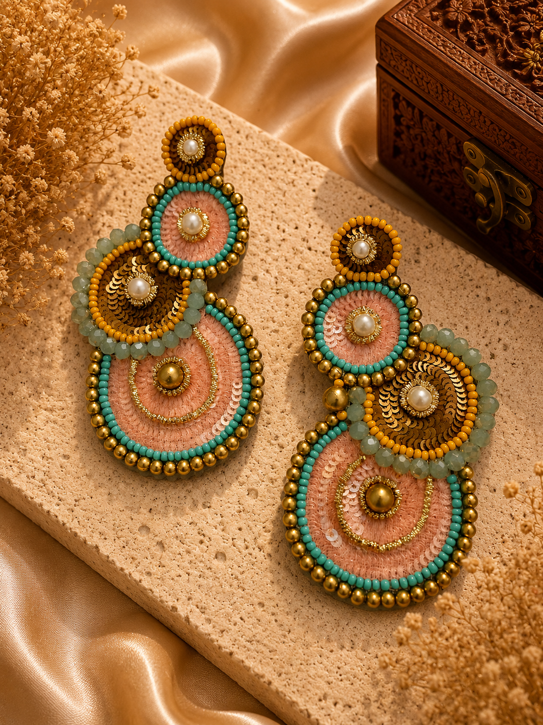 AmicaSlexia Pastel Luxe Beaded Statement Earrings