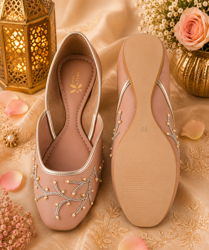 Women’s Blush Pink Embellished Ballerinas