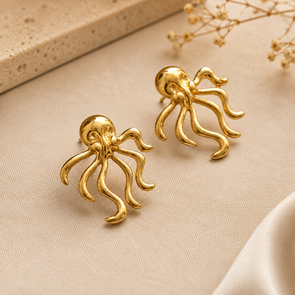 Dazelio Gold-Tone Octopus Stud Earrings