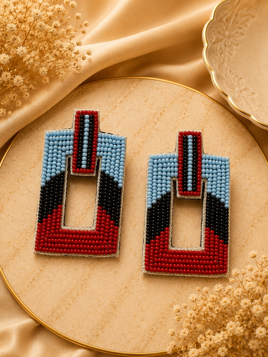 Amica Slexia Multicolor Geometric Beaded Statement Earrings