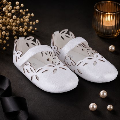 AmicaSlexia Girls White Cutwork Ballerina Flats