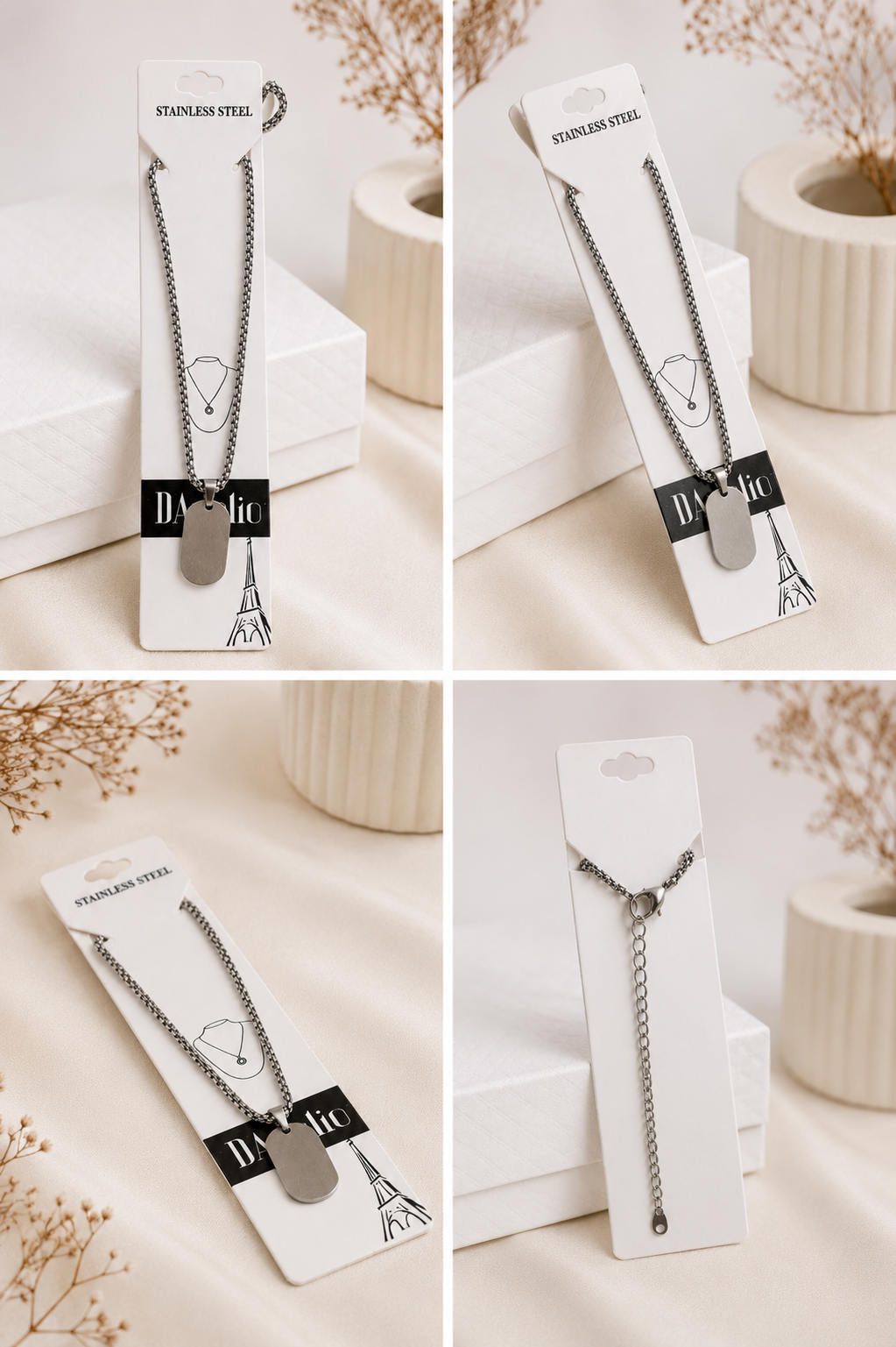 Black Bar Stainless Steel Pendant Chain Necklace for Men