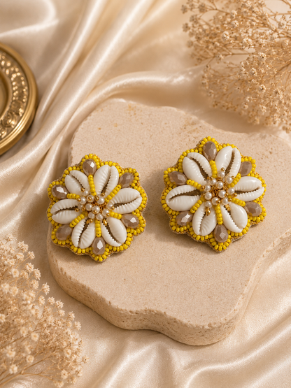 Amicaslexia Sunlit Blossom Shell Statement Earrings