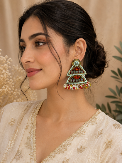 Amicaslexia Boho Triangle Beaded Statement Earrings