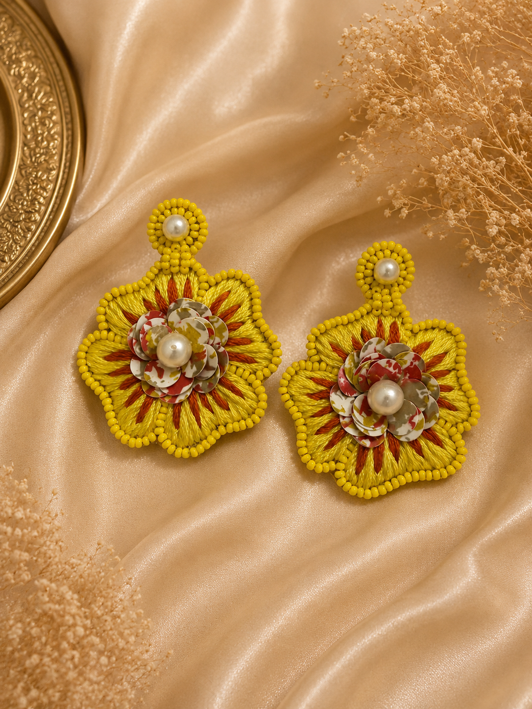 Amicaslexia Sunflower Bloom Handcrafted Statement Earrings