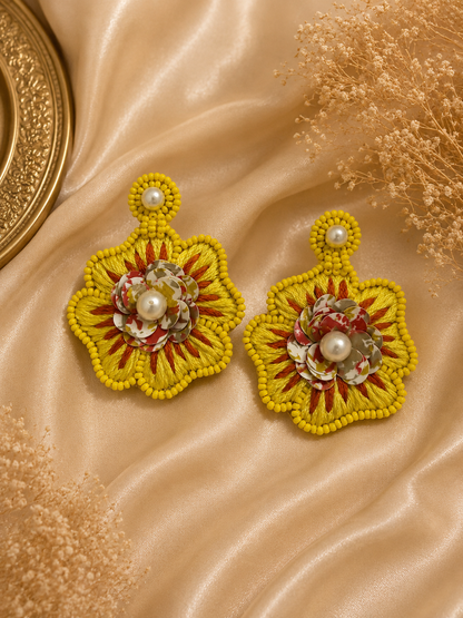Amicaslexia Sunflower Bloom Handcrafted Statement Earrings