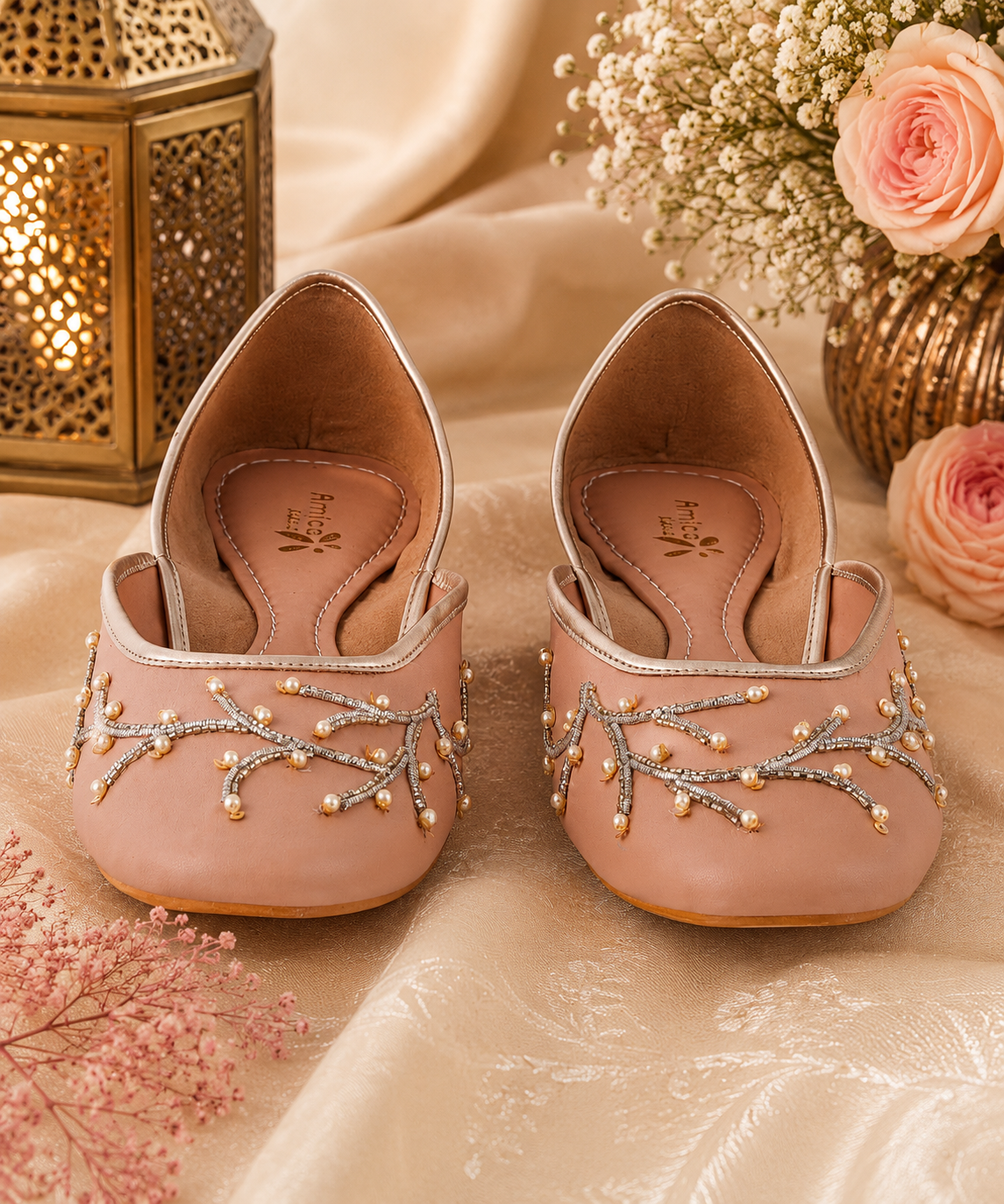Women’s Blush Pink Embellished Ballerinas