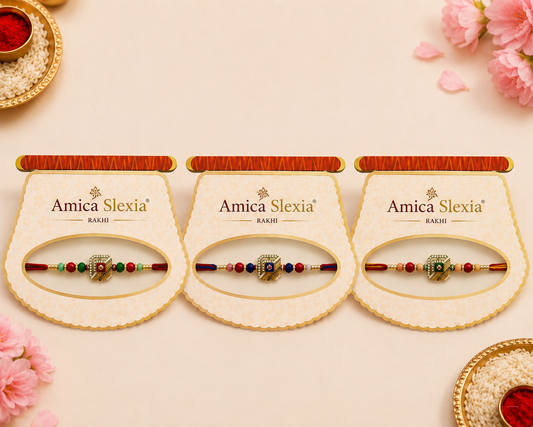 Maroon, Green & Royal Blue Rakhis for Brother