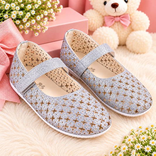 Amica Slexia Girls Silver Glitter Ballerina Flats