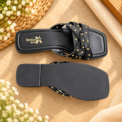 Stylish Cross-Strap Slip-On Flats for Casual and Party Wear