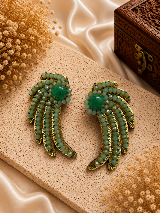 Amicaslexia Emerald Green Beaded Statement Earrings