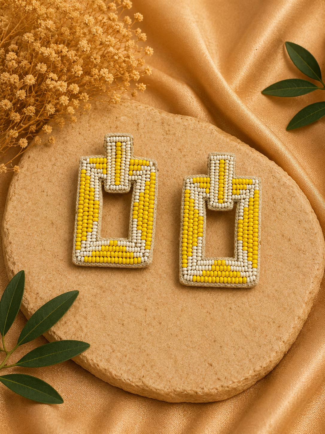 Amicaslexia Sunshine Beaded Geometric Statement Earrings