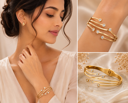 Gold-Plated Stainless Steel Adjustable Bangle