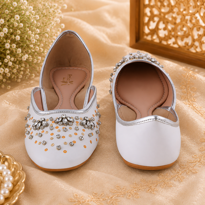 Amica Slexia Ivory Pearl & Stone Embellished Designer Jutti