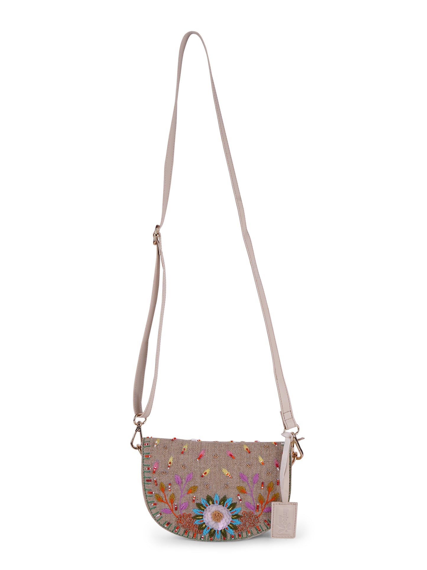 Beige Women Sling Bag Handcrafted Stylish Printed Sling bag for Women, Girls Travel Crossbody Bags